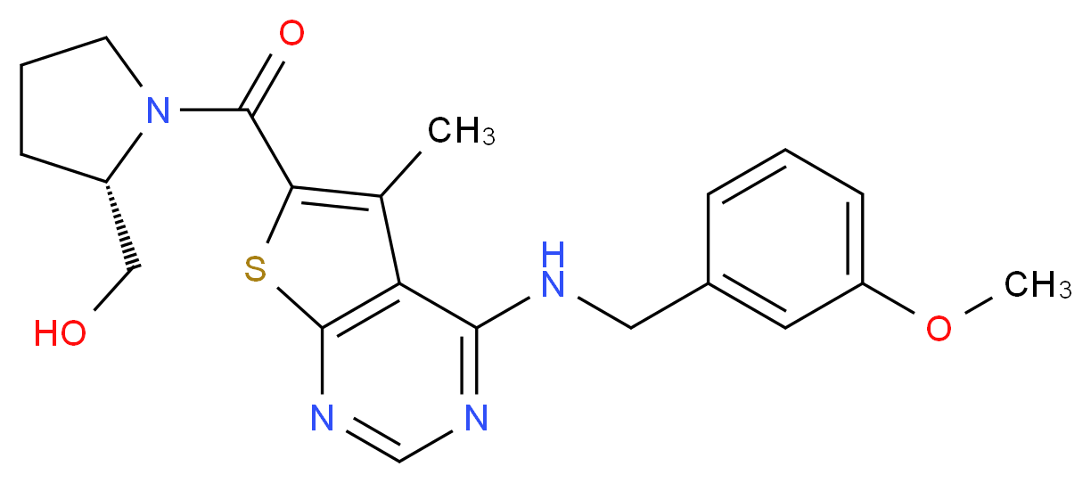 [(2S)-1-({4-[(3-methoxybenzyl)amino]-5-methylthieno[2,3-d]pyrimidin-6-yl}carbonyl)-2-pyrrolidinyl]methanol_Molecular_structure_CAS_)