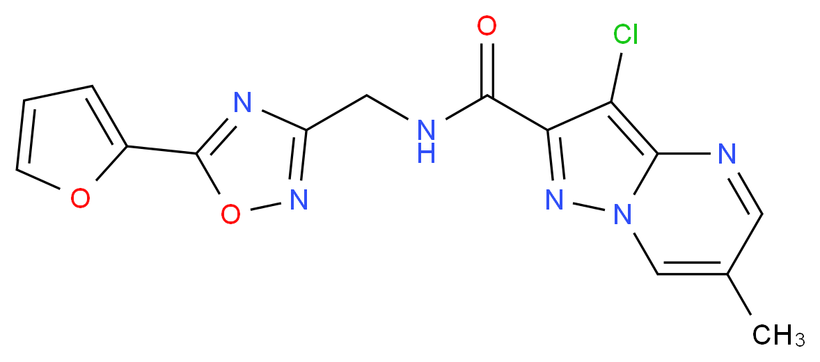 3-chloro-N-{[5-(2-furyl)-1,2,4-oxadiazol-3-yl]methyl}-6-methylpyrazolo[1,5-a]pyrimidine-2-carboxamide_Molecular_structure_CAS_)