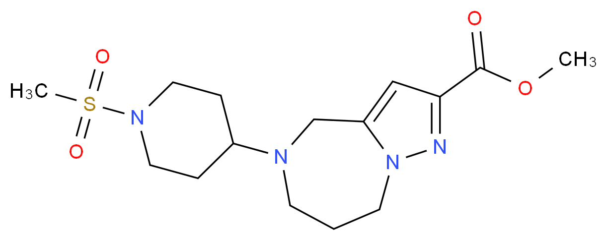 methyl 5-[1-(methylsulfonyl)piperidin-4-yl]-5,6,7,8-tetrahydro-4H-pyrazolo[1,5-a][1,4]diazepine-2-carboxylate_Molecular_structure_CAS_)