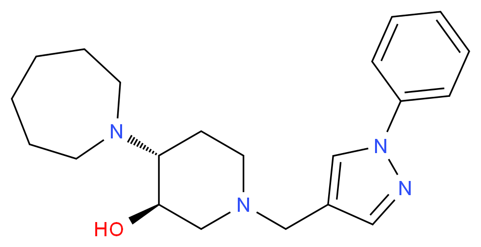 (3R*,4R*)-4-(1-azepanyl)-1-[(1-phenyl-1H-pyrazol-4-yl)methyl]-3-piperidinol_Molecular_structure_CAS_)