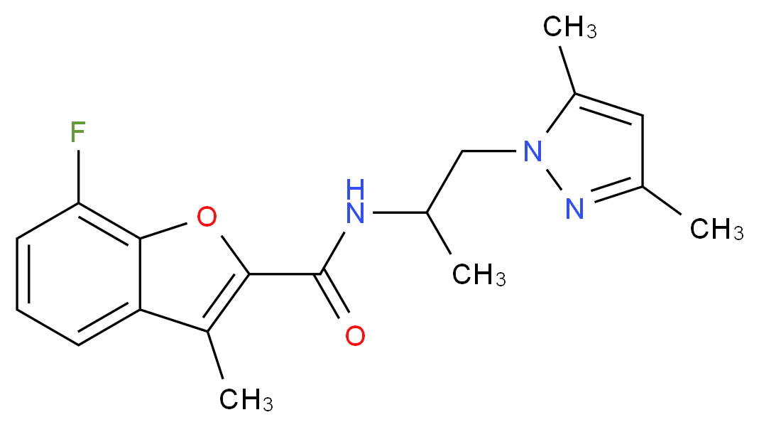 N-[2-(3,5-dimethyl-1H-pyrazol-1-yl)-1-methylethyl]-7-fluoro-3-methyl-1-benzofuran-2-carboxamide_Molecular_structure_CAS_)