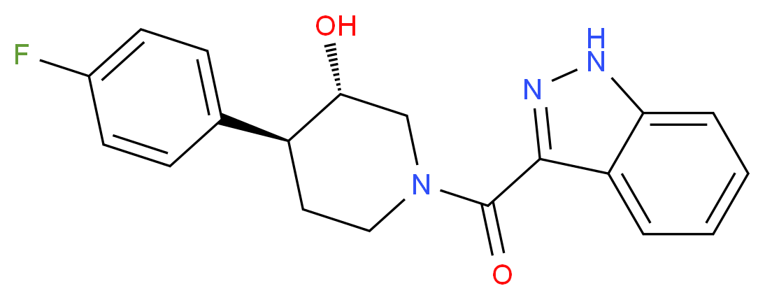 (3S*,4S*)-4-(4-fluorophenyl)-1-(1H-indazol-3-ylcarbonyl)piperidin-3-ol_Molecular_structure_CAS_)