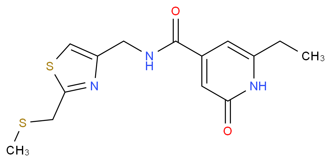 6-ethyl-N-({2-[(methylthio)methyl]-1,3-thiazol-4-yl}methyl)-2-oxo-1,2-dihydropyridine-4-carboxamide_Molecular_structure_CAS_)