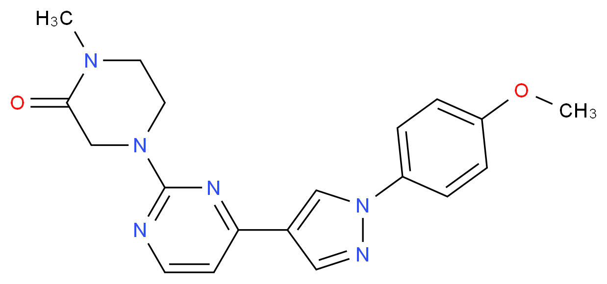 4-{4-[1-(4-methoxyphenyl)-1H-pyrazol-4-yl]pyrimidin-2-yl}-1-methylpiperazin-2-one_Molecular_structure_CAS_)