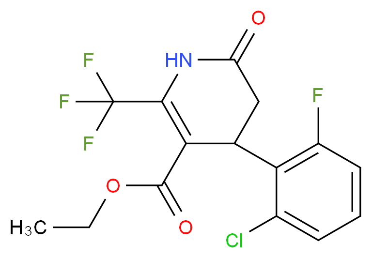 Ethyl 4-(2-chloro-6-fluorophenyl)-1,2,3,4-tetrahydro-6-(tfm)pyrid-2-one-5-carboxylate 97%_Molecular_structure_CAS_)