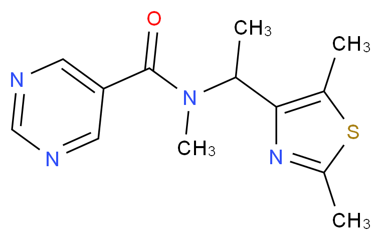 N-[1-(2,5-dimethyl-1,3-thiazol-4-yl)ethyl]-N-methyl-5-pyrimidinecarboxamide_Molecular_structure_CAS_)
