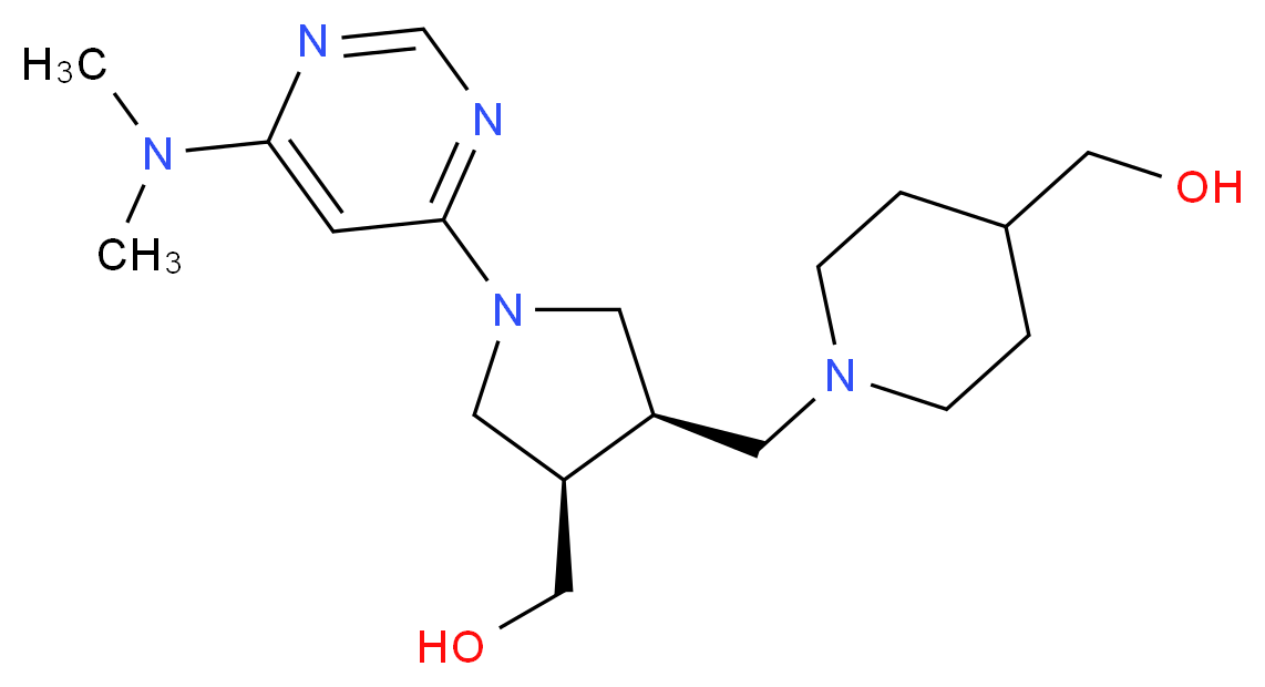 ((3R*,4R*)-1-[6-(dimethylamino)pyrimidin-4-yl]-4-{[4-(hydroxymethyl)piperidin-1-yl]methyl}pyrrolidin-3-yl)methanol_Molecular_structure_CAS_)