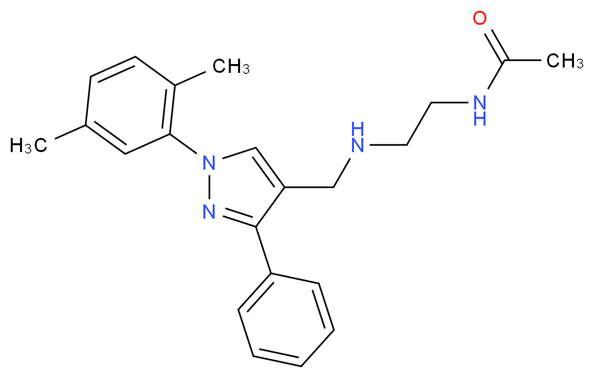 N-[2-({[1-(2,5-dimethylphenyl)-3-phenyl-1H-pyrazol-4-yl]methyl}amino)ethyl]acetamide_Molecular_structure_CAS_)