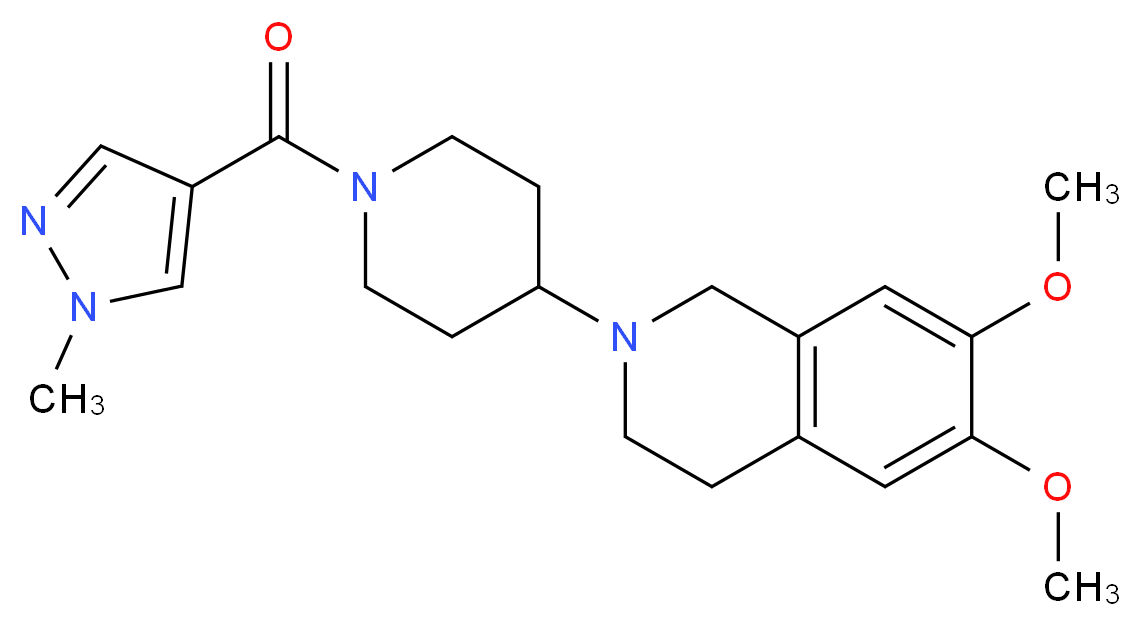 6,7-dimethoxy-2-{1-[(1-methyl-1H-pyrazol-4-yl)carbonyl]piperidin-4-yl}-1,2,3,4-tetrahydroisoquinoline_Molecular_structure_CAS_)