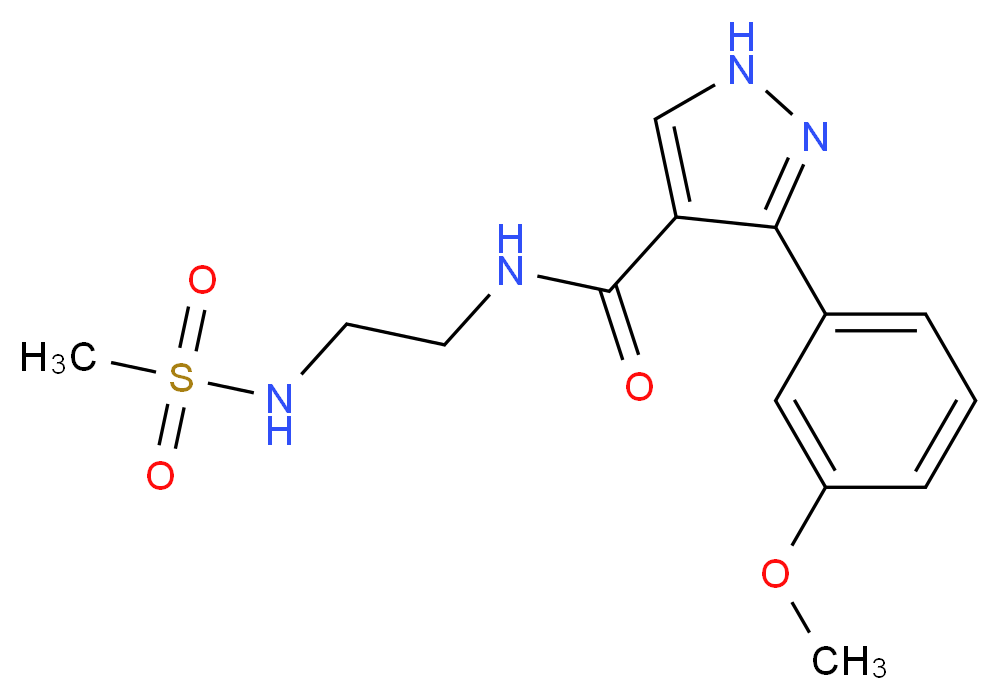 3-(3-methoxyphenyl)-N-{2-[(methylsulfonyl)amino]ethyl}-1H-pyrazole-4-carboxamide_Molecular_structure_CAS_)