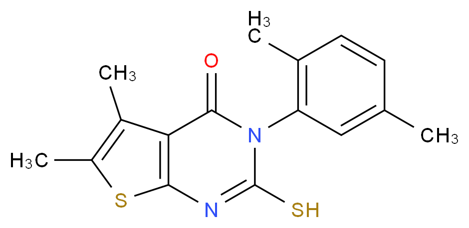 3-(2,5-dimethylphenyl)-2-mercapto-5,6-dimethylthieno[2,3-d]pyrimidin-4(3H)-one_Molecular_structure_CAS_)