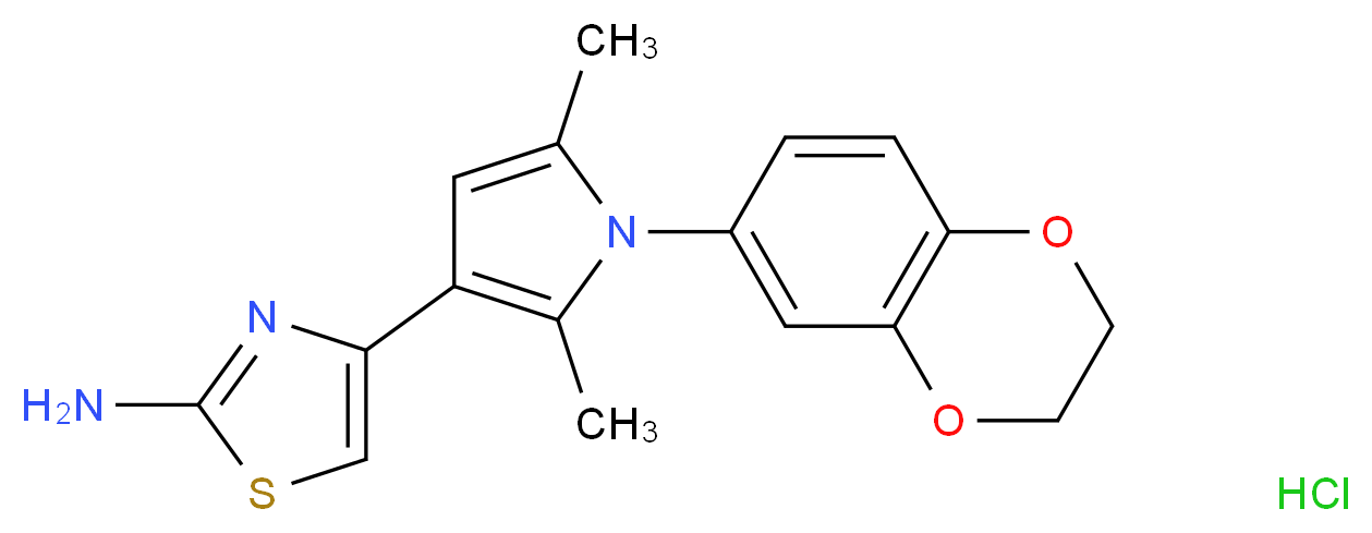 4-[1-(2,3-dihydro-1,4-benzodioxin-6-yl)-2,5-dimethyl-1H-pyrrol-3-yl]-1,3-thiazol-2-amine hydrochloride_Molecular_structure_CAS_)