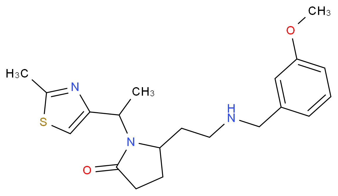 5-{2-[(3-methoxybenzyl)amino]ethyl}-1-[1-(2-methyl-1,3-thiazol-4-yl)ethyl]-2-pyrrolidinone_Molecular_structure_CAS_)