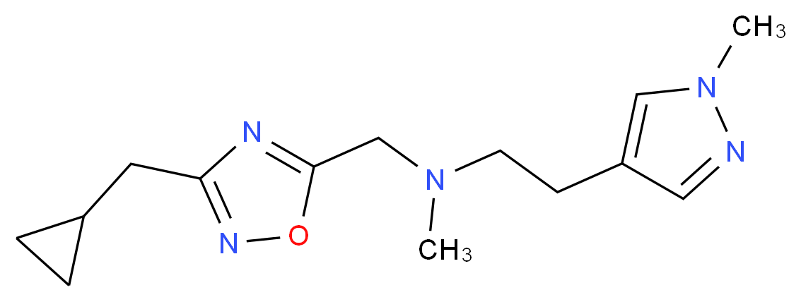 N-{[3-(cyclopropylmethyl)-1,2,4-oxadiazol-5-yl]methyl}-N-methyl-2-(1-methyl-1H-pyrazol-4-yl)ethanamine_Molecular_structure_CAS_)