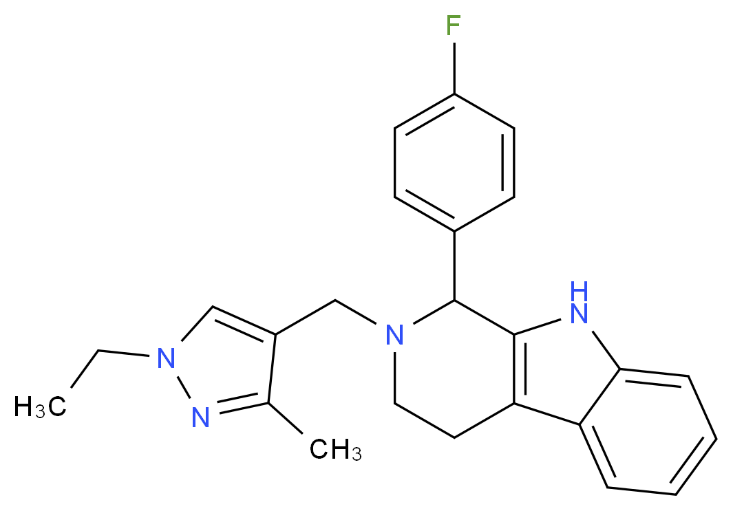 2-[(1-ethyl-3-methyl-1H-pyrazol-4-yl)methyl]-1-(4-fluorophenyl)-2,3,4,9-tetrahydro-1H-beta-carboline_Molecular_structure_CAS_)