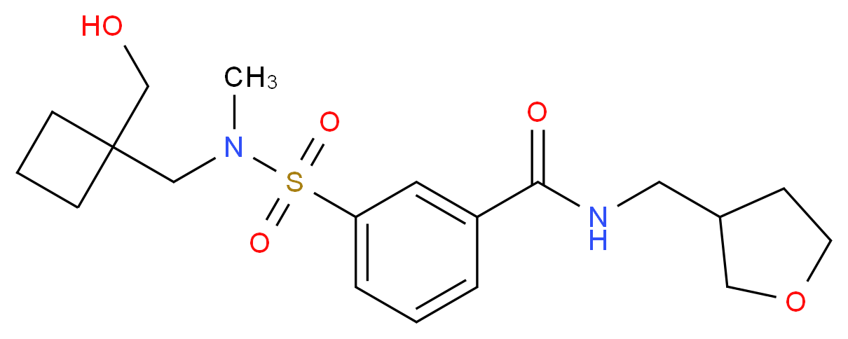 3-{[{[1-(hydroxymethyl)cyclobutyl]methyl}(methyl)amino]sulfonyl}-N-(tetrahydrofuran-3-ylmethyl)benzamide_Molecular_structure_CAS_)