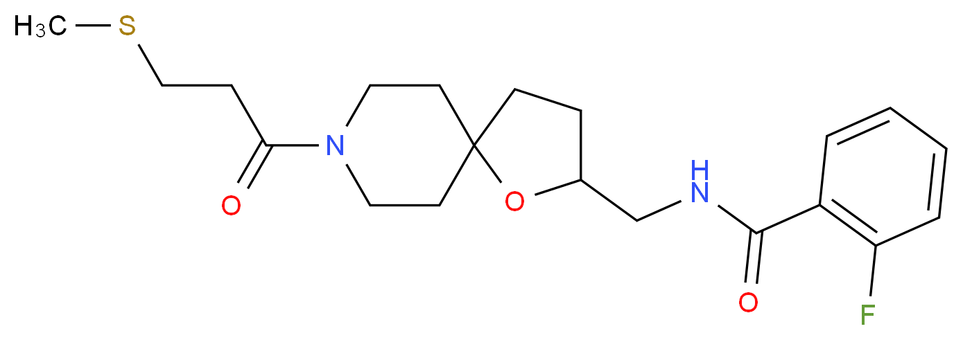 2-fluoro-N-({8-[3-(methylthio)propanoyl]-1-oxa-8-azaspiro[4.5]dec-2-yl}methyl)benzamide_Molecular_structure_CAS_)