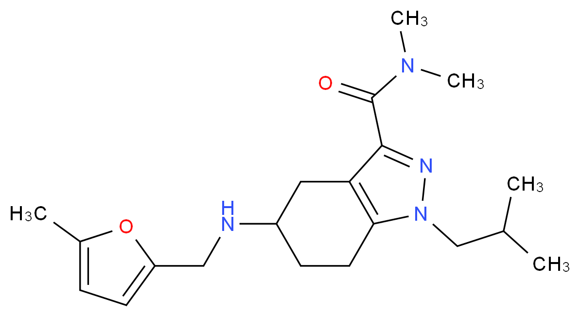 1-isobutyl-N,N-dimethyl-5-{[(5-methyl-2-furyl)methyl]amino}-4,5,6,7-tetrahydro-1H-indazole-3-carboxamide_Molecular_structure_CAS_)