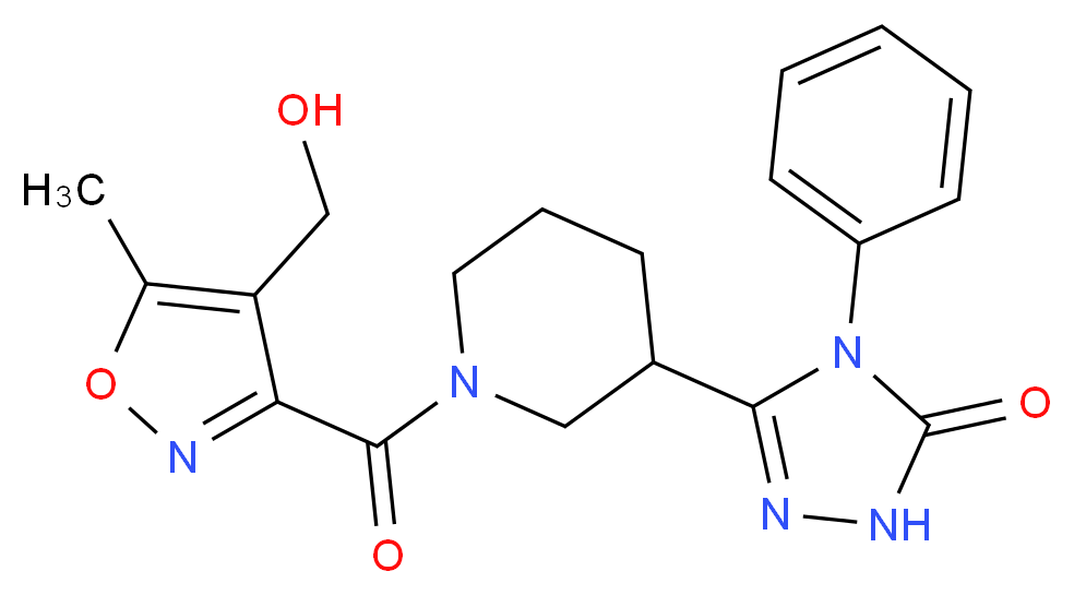 5-(1-{[4-(hydroxymethyl)-5-methylisoxazol-3-yl]carbonyl}piperidin-3-yl)-4-phenyl-2,4-dihydro-3H-1,2,4-triazol-3-one_Molecular_structure_CAS_)