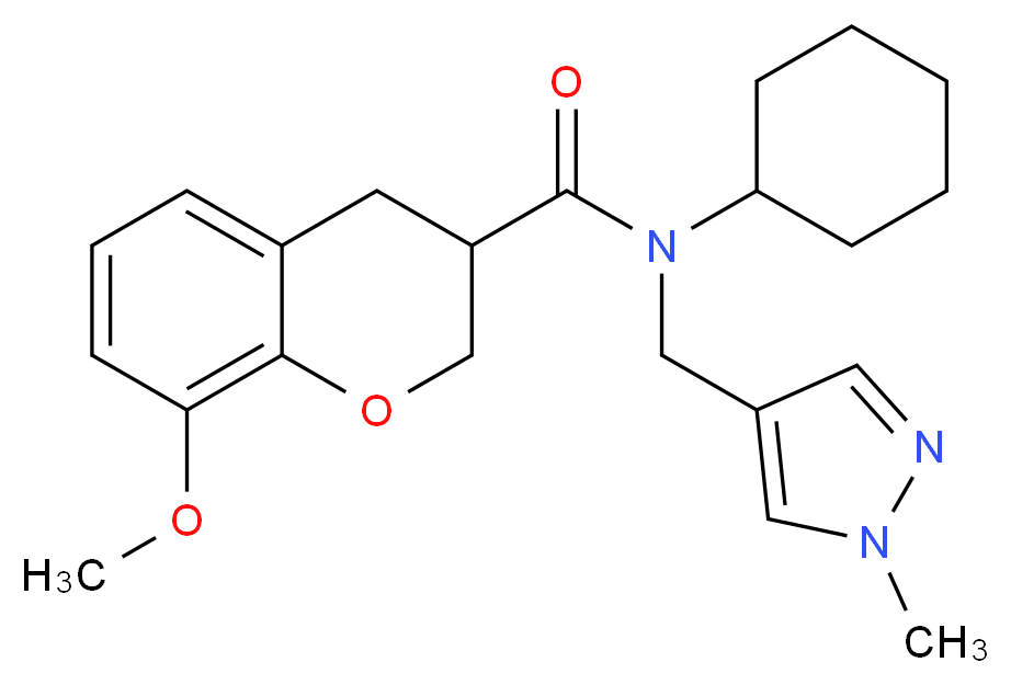 N-cyclohexyl-8-methoxy-N-[(1-methyl-1H-pyrazol-4-yl)methyl]chromane-3-carboxamide_Molecular_structure_CAS_)