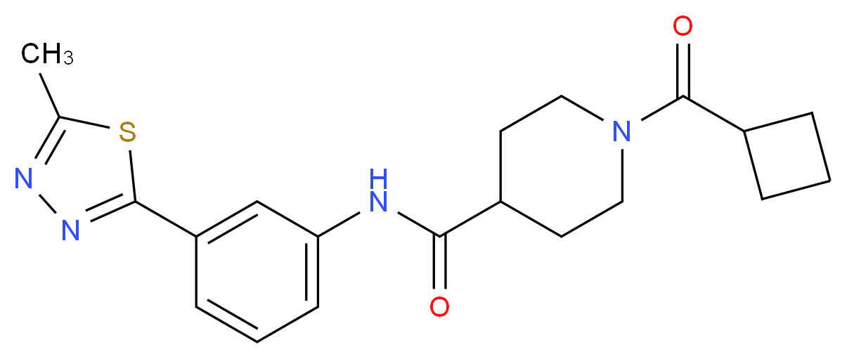 1-(cyclobutylcarbonyl)-N-[3-(5-methyl-1,3,4-thiadiazol-2-yl)phenyl]-4-piperidinecarboxamide_Molecular_structure_CAS_)