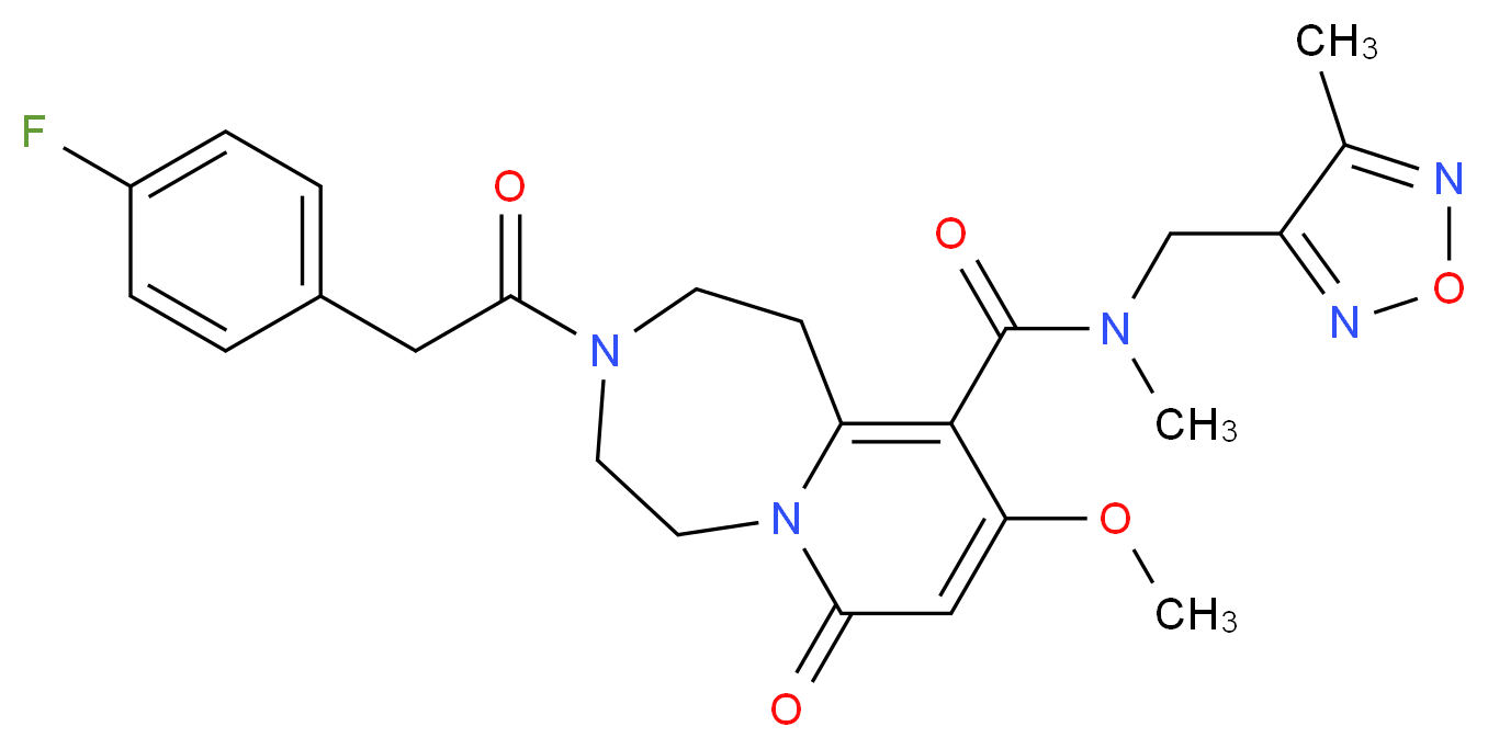 3-[(4-fluorophenyl)acetyl]-9-methoxy-N-methyl-N-[(4-methyl-1,2,5-oxadiazol-3-yl)methyl]-7-oxo-1,2,3,4,5,7-hexahydropyrido[1,2-d][1,4]diazepine-10-carboxamide_Molecular_structure_CAS_)