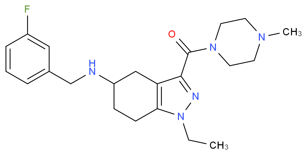 1-ethyl-N-(3-fluorobenzyl)-3-[(4-methyl-1-piperazinyl)carbonyl]-4,5,6,7-tetrahydro-1H-indazol-5-amine_Molecular_structure_CAS_)