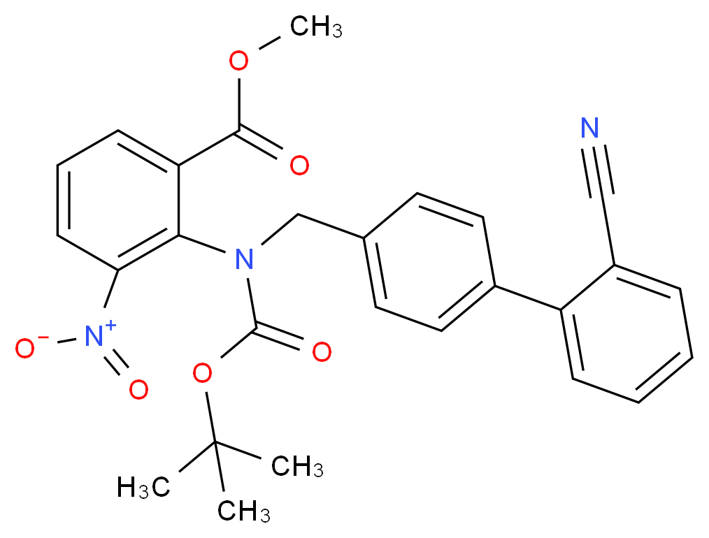 2-[[(2'-Cyano[1,1'-biphenyl]-4-yl)methyl][(1,1-dimethylethoxy)carbonyl]amino]-3-nitrobenzoic Acid Methyl Ester_Molecular_structure_CAS_139481-38-2)