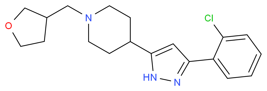 4-[3-(2-chlorophenyl)-1H-pyrazol-5-yl]-1-(tetrahydrofuran-3-ylmethyl)piperidine_Molecular_structure_CAS_)