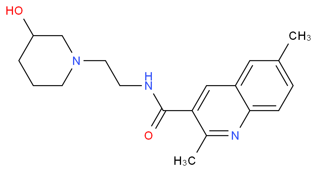 N-[2-(3-hydroxy-1-piperidinyl)ethyl]-2,6-dimethyl-3-quinolinecarboxamide_Molecular_structure_CAS_)