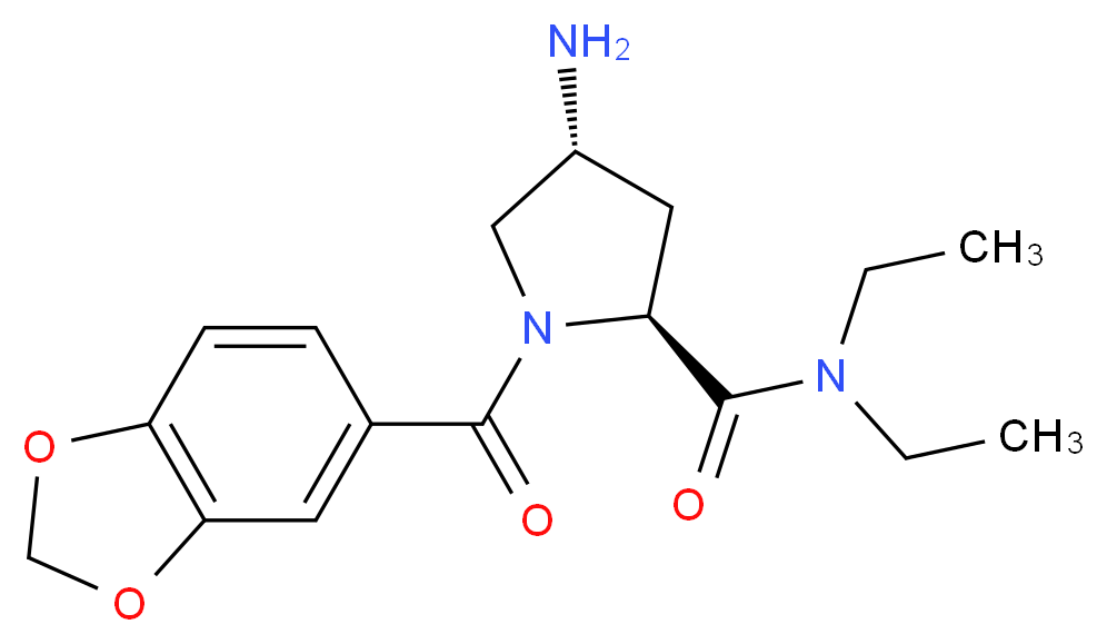 (2S,4R)-4-amino-1-(1,3-benzodioxol-5-ylcarbonyl)-N,N-diethylpyrrolidine-2-carboxamide_Molecular_structure_CAS_)