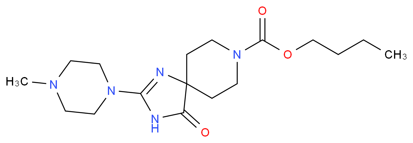 butyl 2-(4-methylpiperazin-1-yl)-4-oxo-1,3,8-triazaspiro[4.5]dec-1-ene-8-carboxylate_Molecular_structure_CAS_)