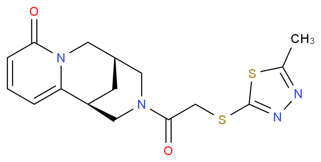 (1S,5R)-3-{[(5-methyl-1,3,4-thiadiazol-2-yl)thio]acetyl}-1,2,3,4,5,6-hexahydro-8H-1,5-methanopyrido[1,2-a][1,5]diazocin-8-one_Molecular_structure_CAS_)