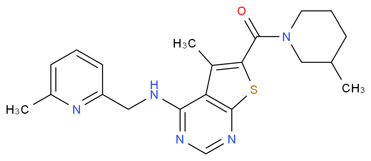 5-methyl-6-[(3-methyl-1-piperidinyl)carbonyl]-N-[(6-methyl-2-pyridinyl)methyl]thieno[2,3-d]pyrimidin-4-amine_Molecular_structure_CAS_)