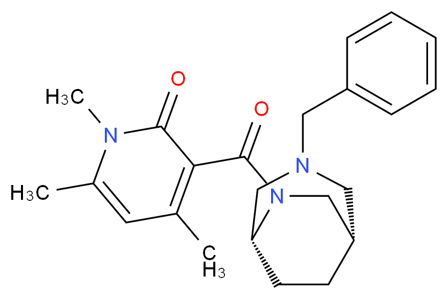 3-{[(1S*,5R*)-3-benzyl-3,6-diazabicyclo[3.2.2]non-6-yl]carbonyl}-1,4,6-trimethylpyridin-2(1H)-one_Molecular_structure_CAS_)