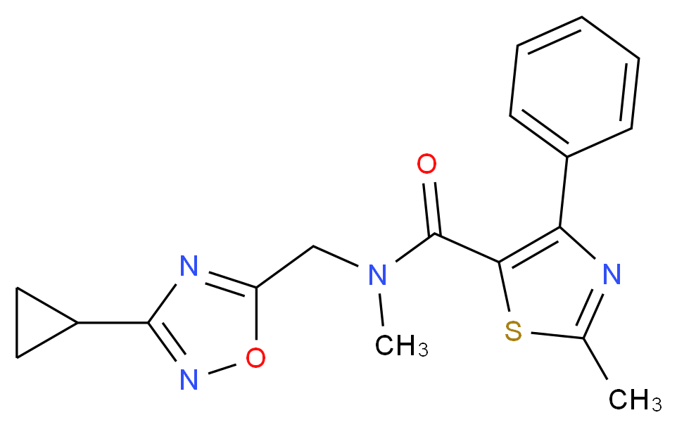N-[(3-cyclopropyl-1,2,4-oxadiazol-5-yl)methyl]-N,2-dimethyl-4-phenyl-1,3-thiazole-5-carboxamide_Molecular_structure_CAS_)