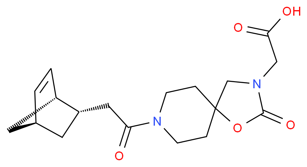 {8-[(1S*,2S*,4S*)-bicyclo[2.2.1]hept-5-en-2-ylacetyl]-2-oxo-1-oxa-3,8-diazaspiro[4.5]dec-3-yl}acetic acid_Molecular_structure_CAS_)