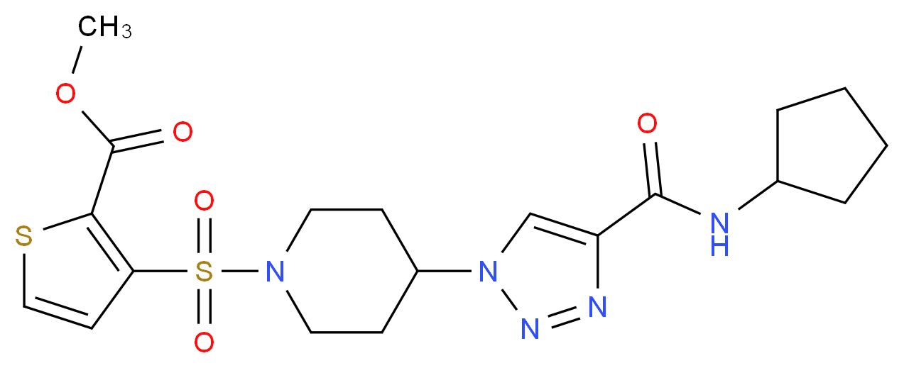 methyl 3-[(4-{4-[(cyclopentylamino)carbonyl]-1H-1,2,3-triazol-1-yl}-1-piperidinyl)sulfonyl]-2-thiophenecarboxylate_Molecular_structure_CAS_)