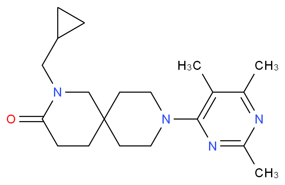 2-(cyclopropylmethyl)-9-(2,5,6-trimethylpyrimidin-4-yl)-2,9-diazaspiro[5.5]undecan-3-one_Molecular_structure_CAS_)