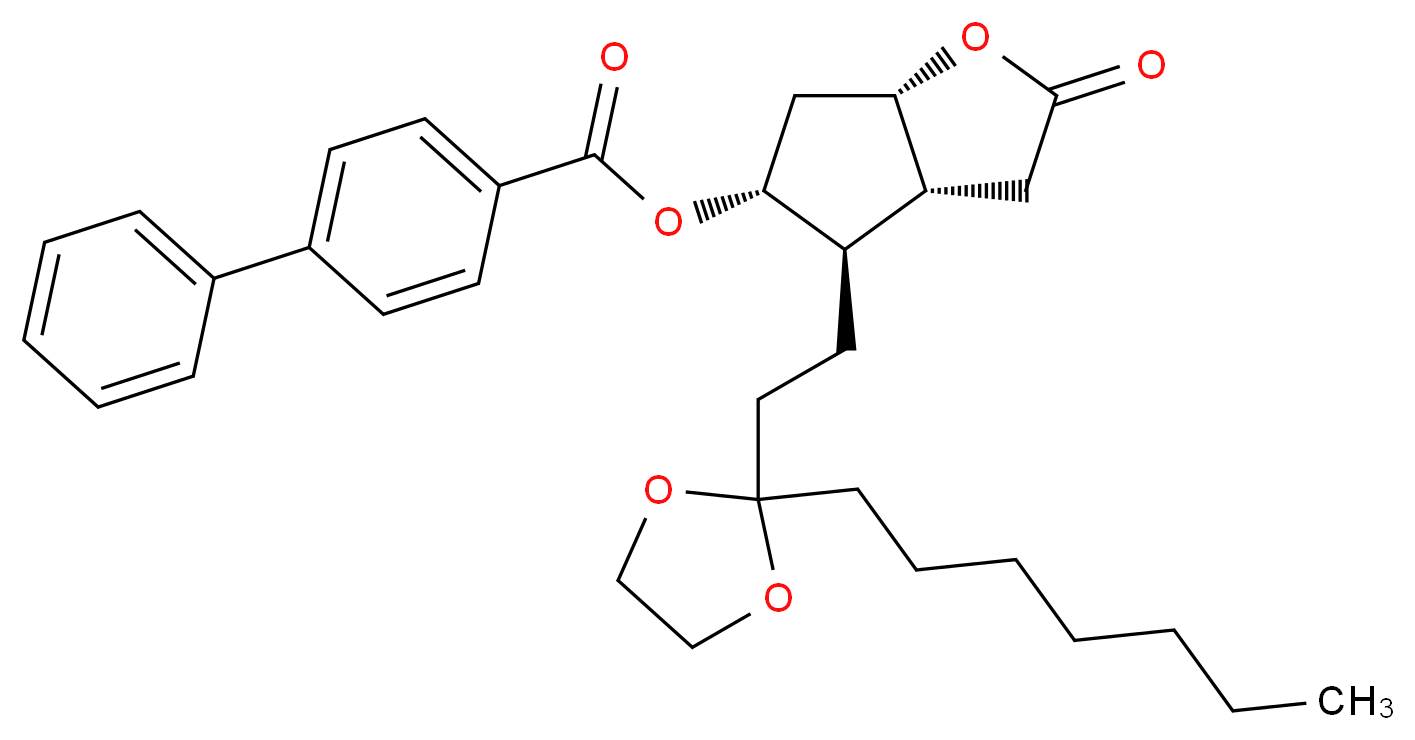 (3aR,4R,5R,6aS)-4-[3-(Ethyleneketal)decanyl]hexahydro-5-hydroxy-2H-cyclopenta[b]furan-2-one 5-(4-Phenylbenzoate)_Molecular_structure_CAS_120396-31-8)