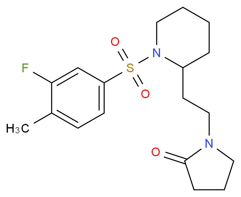 1-(2-{1-[(3-fluoro-4-methylphenyl)sulfonyl]-2-piperidinyl}ethyl)-2-pyrrolidinone_Molecular_structure_CAS_)