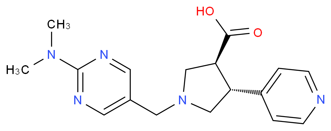 (3S*,4R*)-1-{[2-(dimethylamino)pyrimidin-5-yl]methyl}-4-pyridin-4-ylpyrrolidine-3-carboxylic acid_Molecular_structure_CAS_)