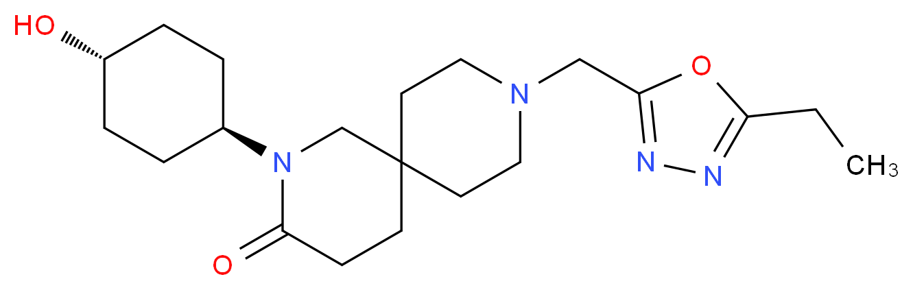 9-[(5-ethyl-1,3,4-oxadiazol-2-yl)methyl]-2-(trans-4-hydroxycyclohexyl)-2,9-diazaspiro[5.5]undecan-3-one_Molecular_structure_CAS_)