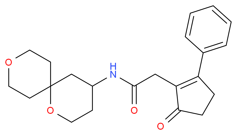 N-1,9-dioxaspiro[5.5]undec-4-yl-2-(5-oxo-2-phenylcyclopent-1-en-1-yl)acetamide_Molecular_structure_CAS_)