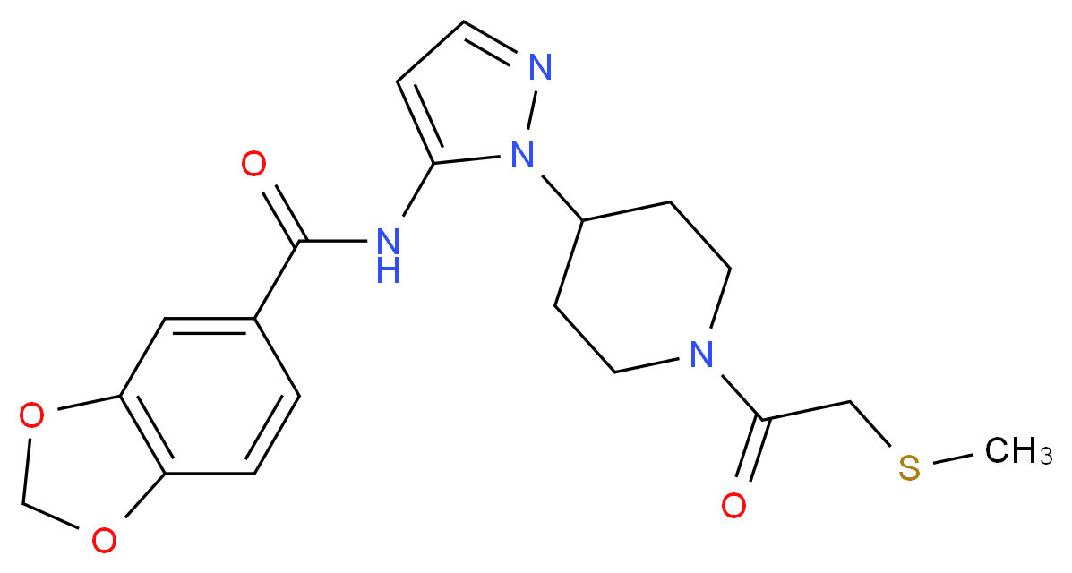 N-(1-{1-[2-(methylthio)acetyl]-4-piperidinyl}-1H-pyrazol-5-yl)-1,3-benzodioxole-5-carboxamide_Molecular_structure_CAS_)