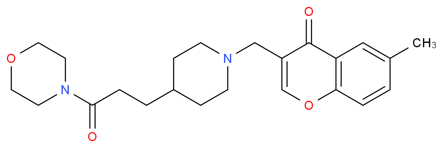 6-methyl-3-({4-[3-(4-morpholinyl)-3-oxopropyl]-1-piperidinyl}methyl)-4H-chromen-4-one_Molecular_structure_CAS_)