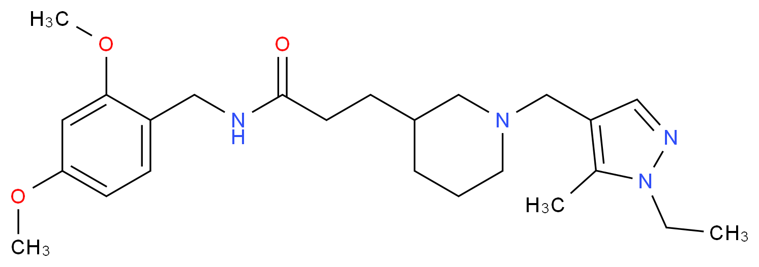 N-(2,4-dimethoxybenzyl)-3-{1-[(1-ethyl-5-methyl-1H-pyrazol-4-yl)methyl]-3-piperidinyl}propanamide_Molecular_structure_CAS_)