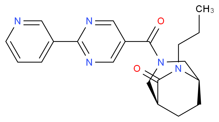 (1S*,5R*)-6-propyl-3-[(2-pyridin-3-ylpyrimidin-5-yl)carbonyl]-3,6-diazabicyclo[3.2.2]nonan-7-one_Molecular_structure_CAS_)