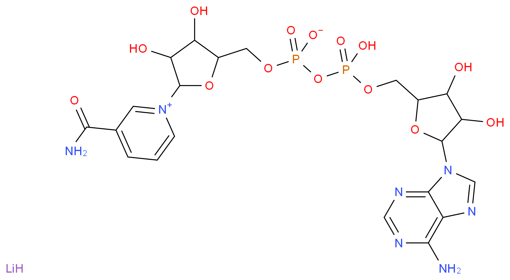 β-Nicotinamide adenine dinucleotide lithium salt from Saccharomyces cerevisiae_Molecular_structure_CAS_64417-72-7)