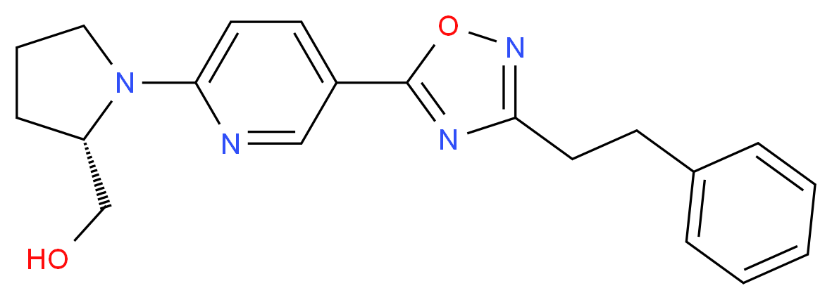 ((2S)-1-{5-[3-(2-phenylethyl)-1,2,4-oxadiazol-5-yl]-2-pyridinyl}-2-pyrrolidinyl)methanol_Molecular_structure_CAS_)